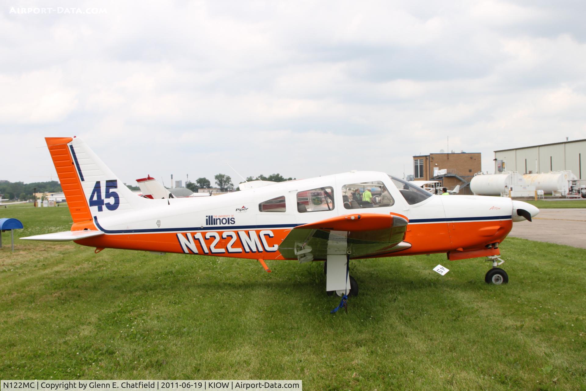 N122MC, 2007 Piper PA-28R-201 Cherokee Arrow III C/N 2844133, In town for the 99s' Air Race Classic. Iowa City starting point dropped due to weather.