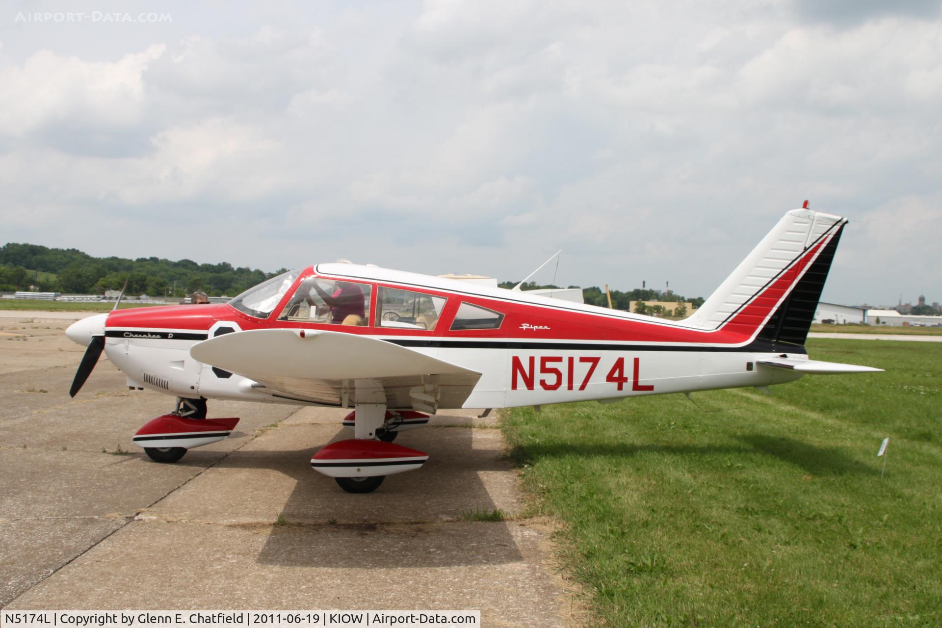N5174L, 1967 Piper PA-28-180 C/N 28-4459, In town for the 99s' Air Race Classic. Iowa City starting point dropped due to weather.