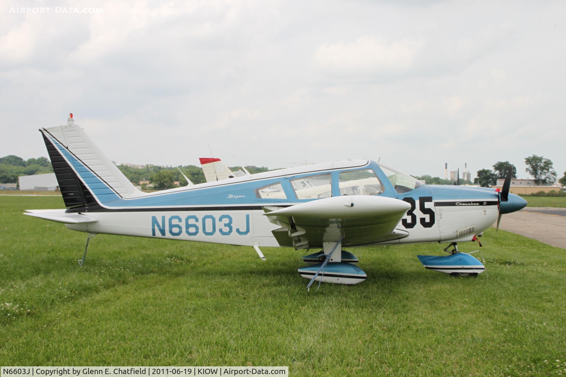 N6603J, 1968 Piper PA-28-180 C/N 28-5063, In town for the 99s' Air Race Classic. Iowa City starting point dropped due to weather.
