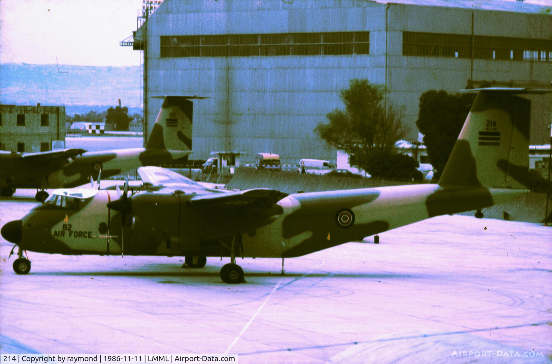 214, 1986 De Havilland Canada DHC-5D Buffalo C/N 123, DHC-5 Buffalo 214 Kenya Air Force passing through Malta while being delivered to Kenya.