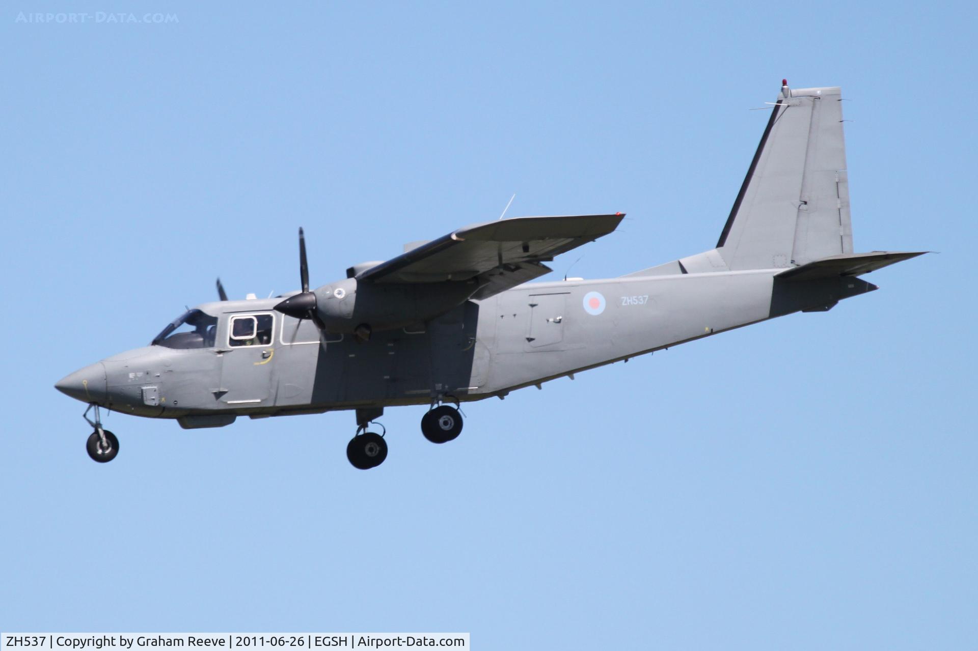 ZH537, Britten-Norman Islander CC.2 C/N 2118, About to touch down.
