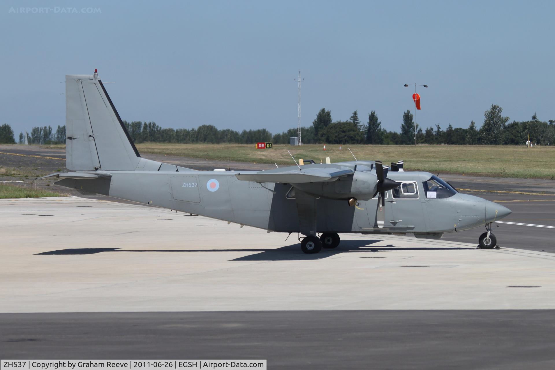 ZH537, Britten-Norman Islander CC.2 C/N 2118, Parked at Norwich.