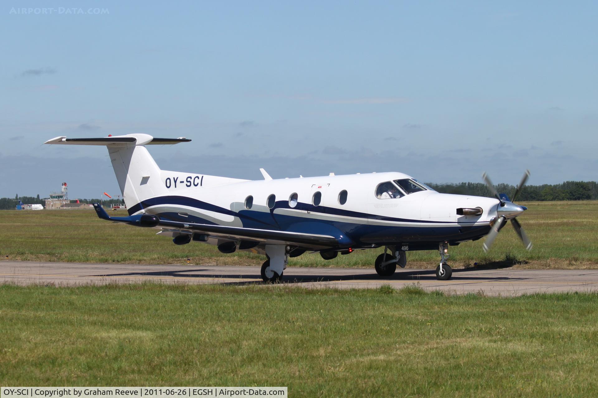 OY-SCI, 2003 Pilatus PC-12/45 C/N 496, About to depart.