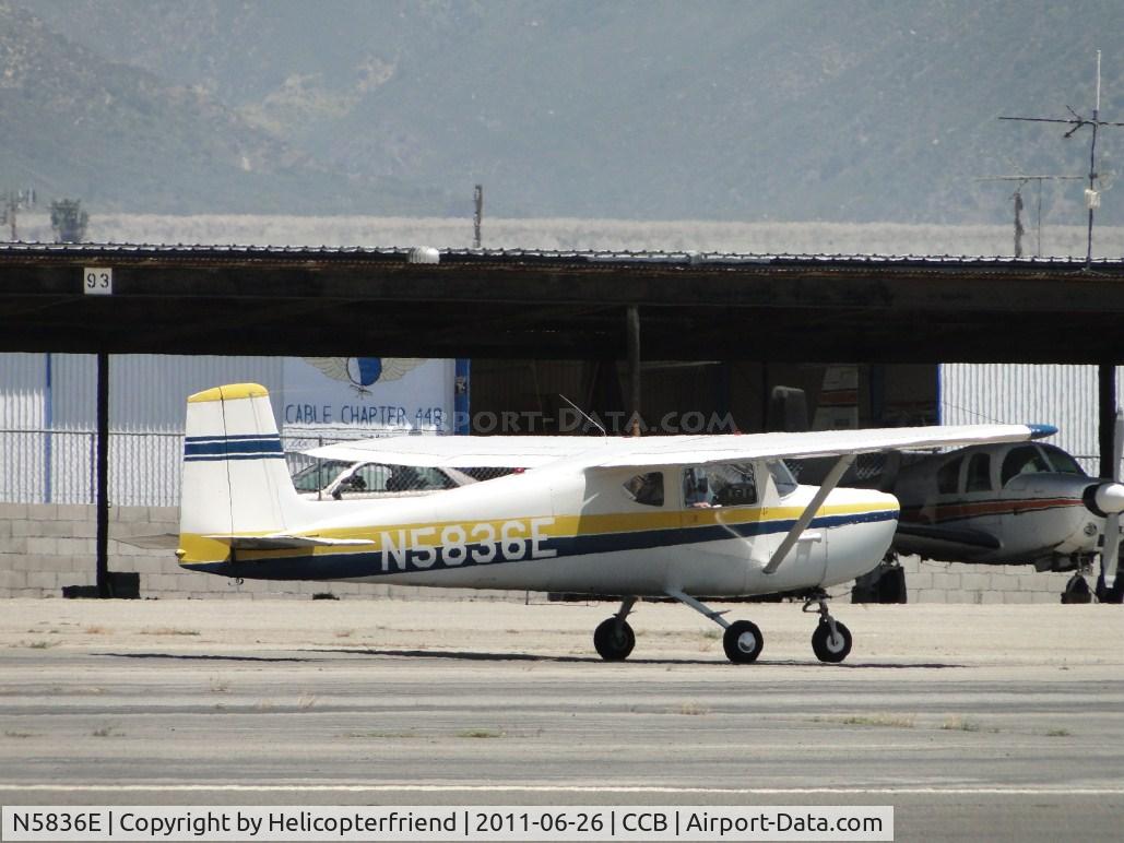N5836E, 1959 Cessna 150 C/N 17336, Taxiing eastbound on the northside