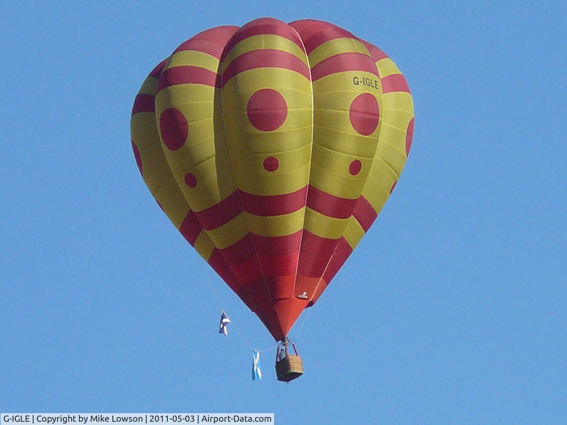 G-IGLE, 1991 Cameron Balloons V-90 C/N 2609, Balloon G-IGLE over Old Leslie, in west Aberdeenshire, Scotland, in May 2011