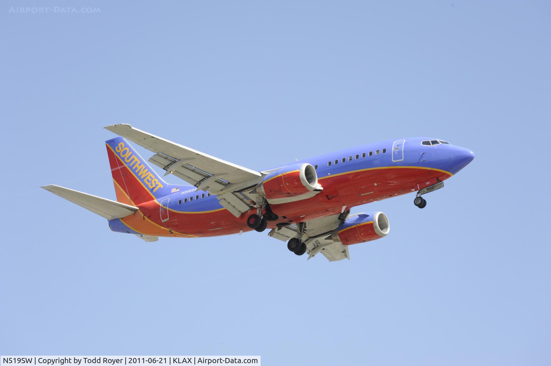 N519SW, 1991 Boeing 737-5H4 C/N 25318, Landing at LAX