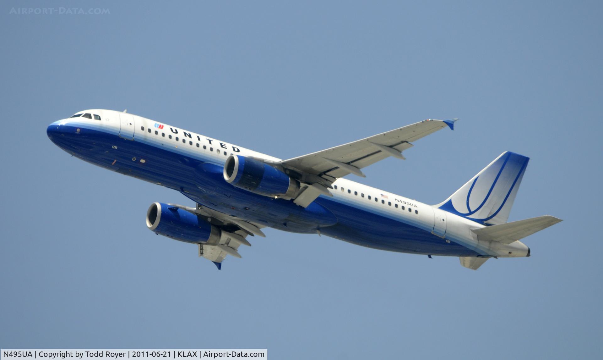 N495UA, 2002 Airbus A320-232 C/N 1842, Departing LAX