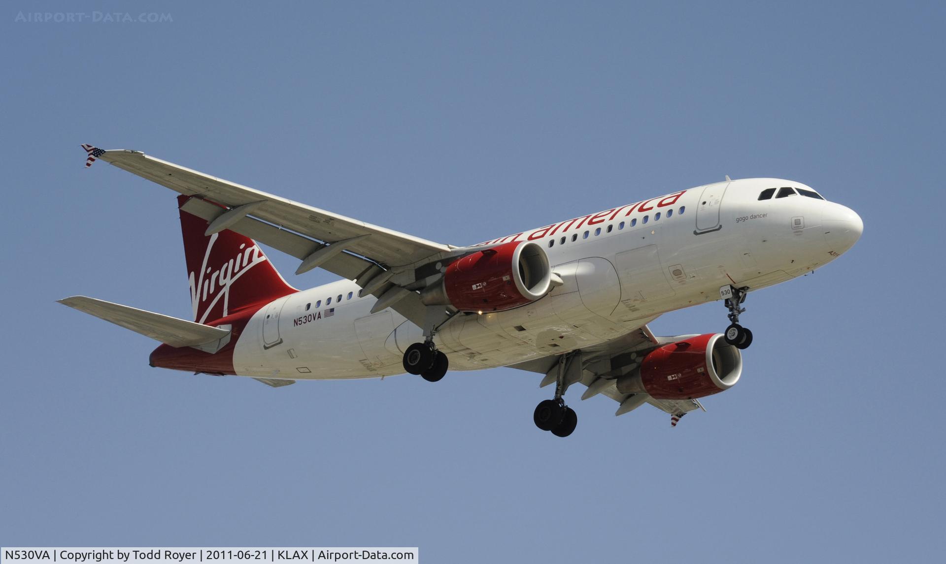 N530VA, 2008 Airbus A319-115 C/N 3686, Landing at LAX
