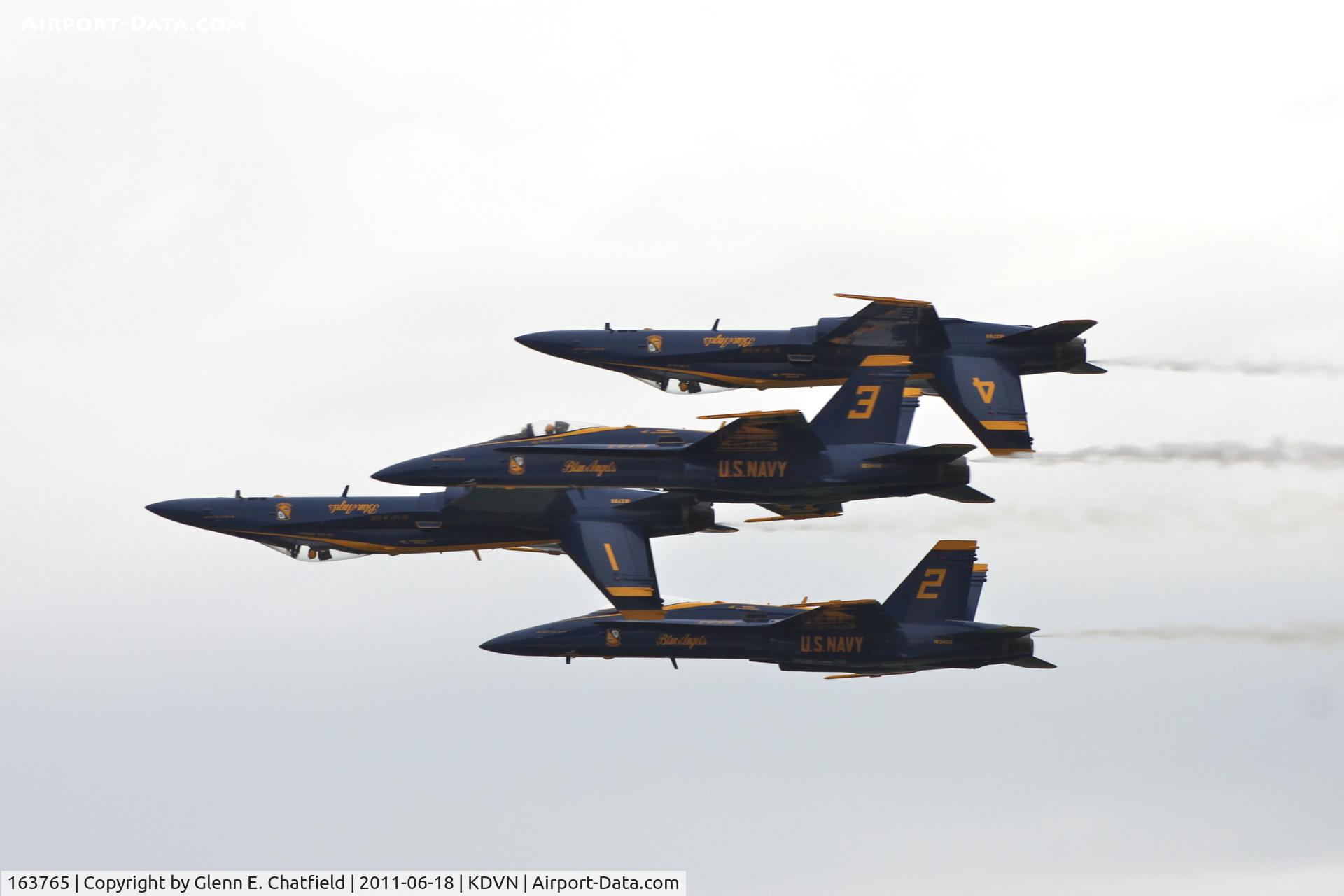 163765, 1989 McDonnell Douglas F/A 18C Hornet C/N 0845/C122, Quad Cities Air Show.  163765 is #4