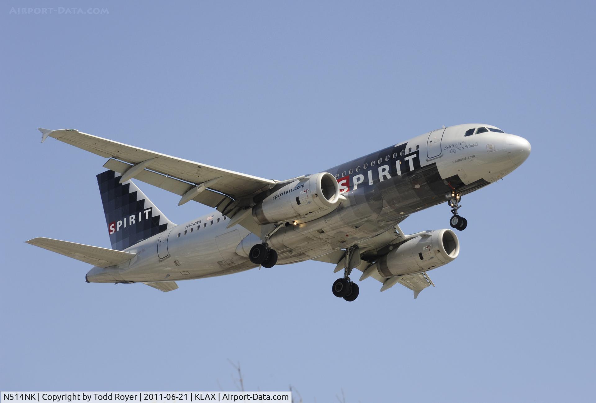 N514NK, 2006 Airbus A319-132 C/N 2679, Landing at LAX