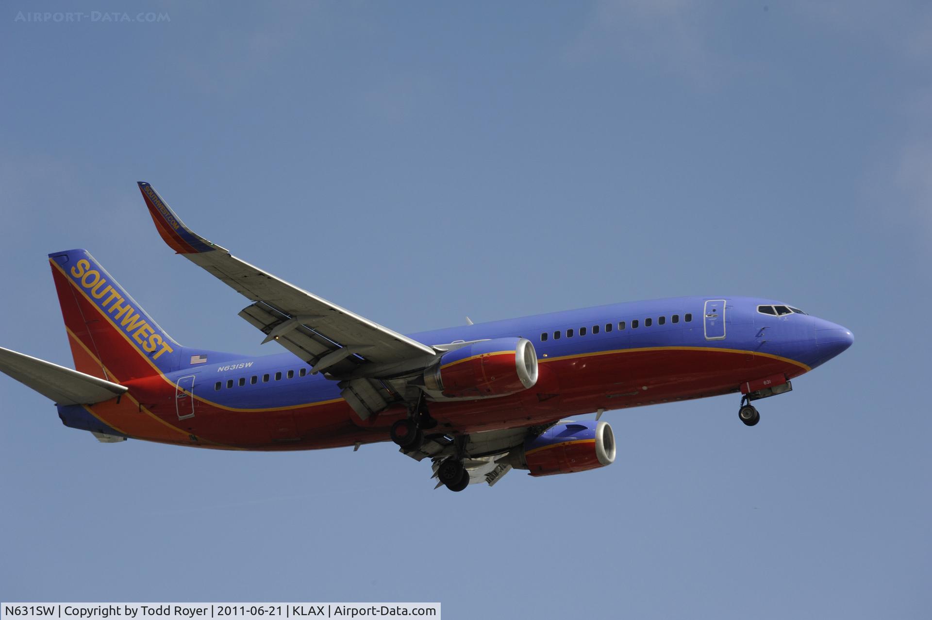 N631SW, 1996 Boeing 737-3H4 C/N 27706, Landing at LAX