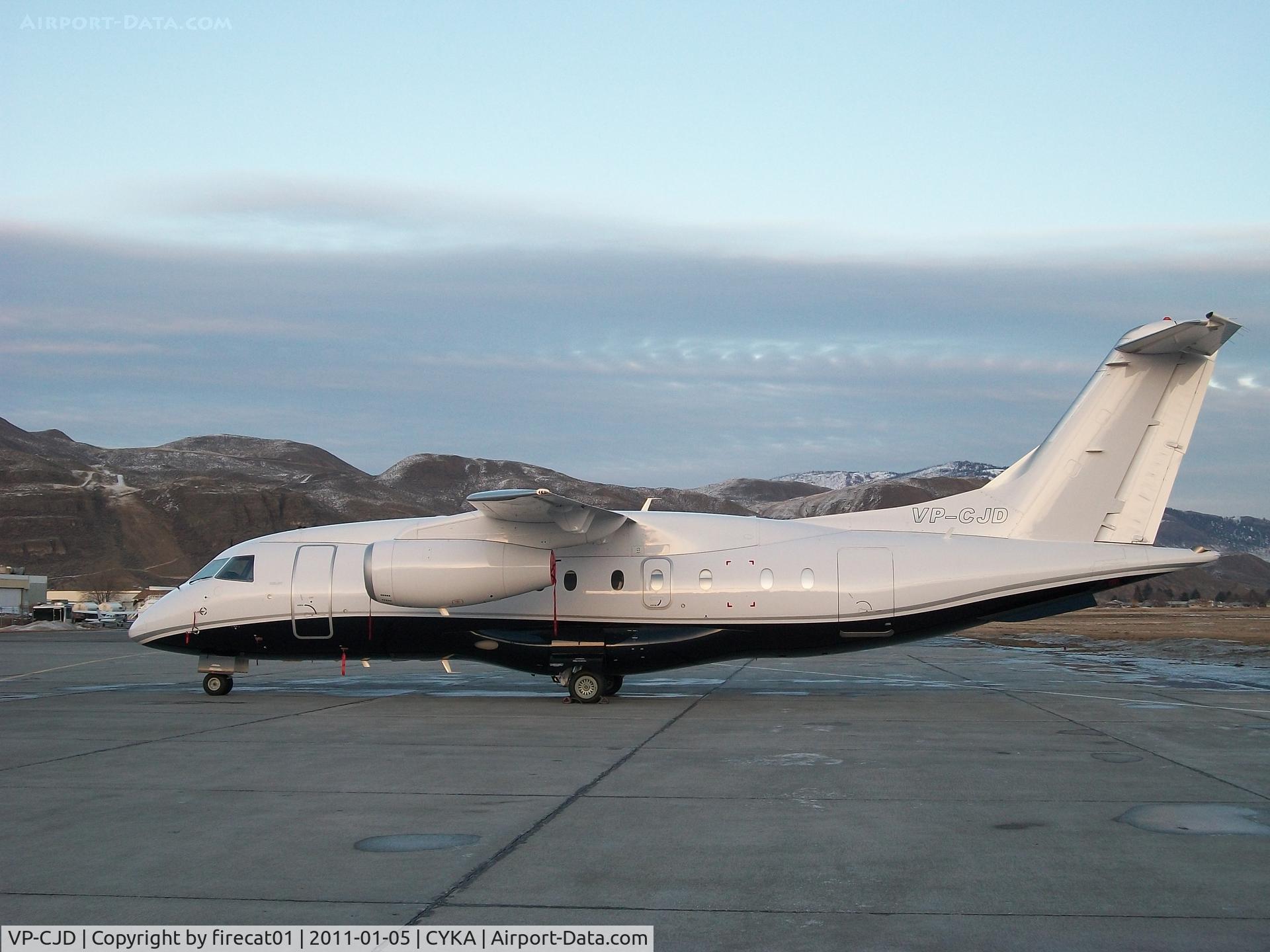 VP-CJD, 2008 Fairchild Dornier 328-300 328JET C/N 3221, A nice way to get around .. passengers stopped in to do some heli skiing...