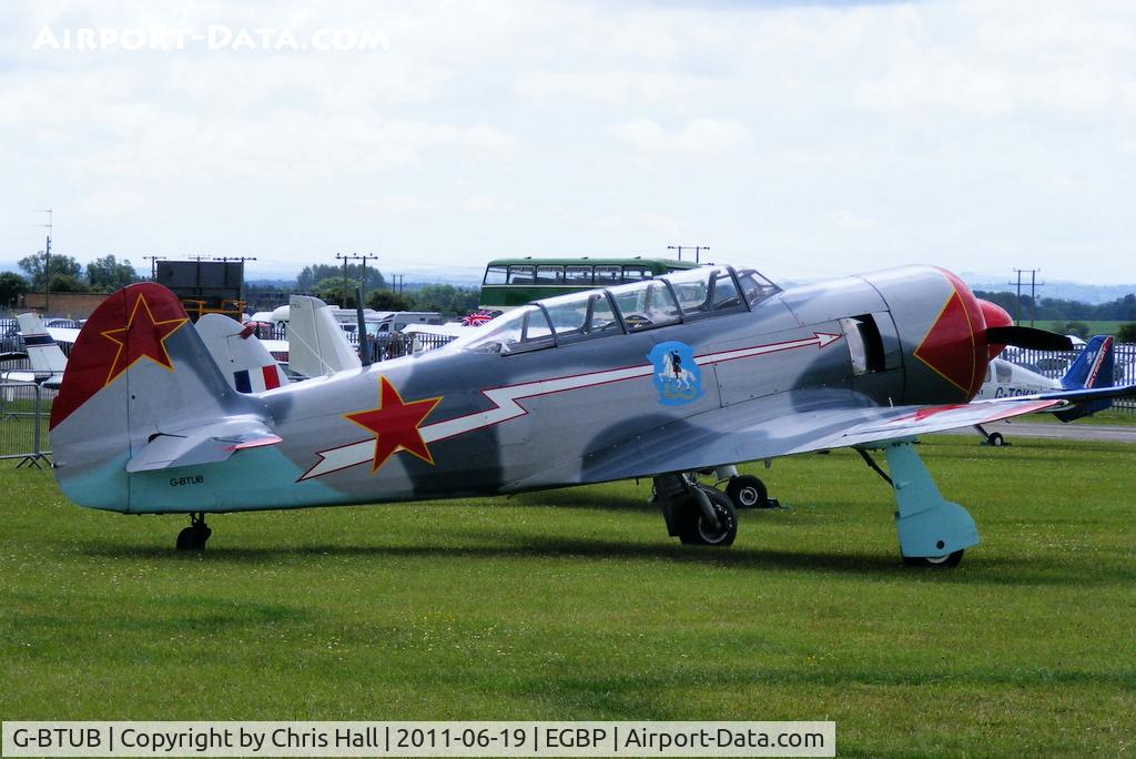 G-BTUB, 1956 Let C-11 (Yak-11) C/N 172623, on static display at the Cotswold Airshow