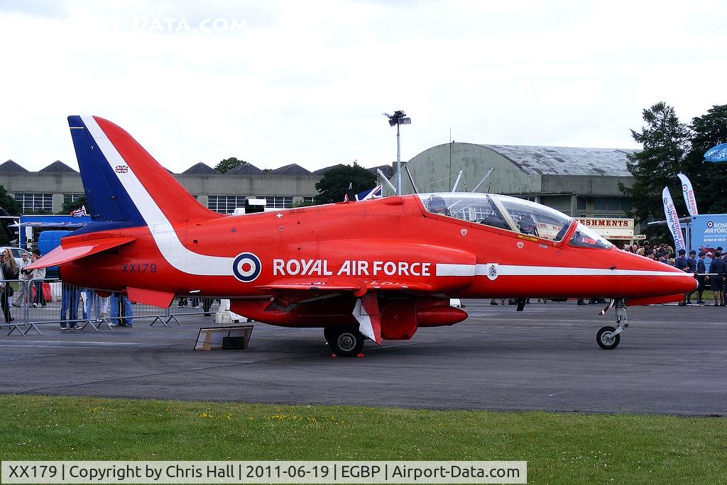 XX179, 1977 Hawker Siddeley Hawk T.1W C/N 026/312026, on static display at the Cotswold Airshow