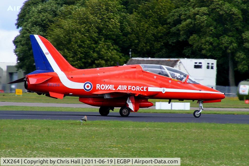 XX264, 1978 Hawker Siddeley Hawk T.1A C/N 100/312100, back tracking up the runway after its display at the Cotswold Airshow