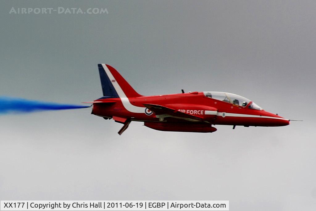 XX177, 1977 Hawker Siddeley Hawk T.1 C/N 024/312024, displaying at the Cotswold Airshow 2011