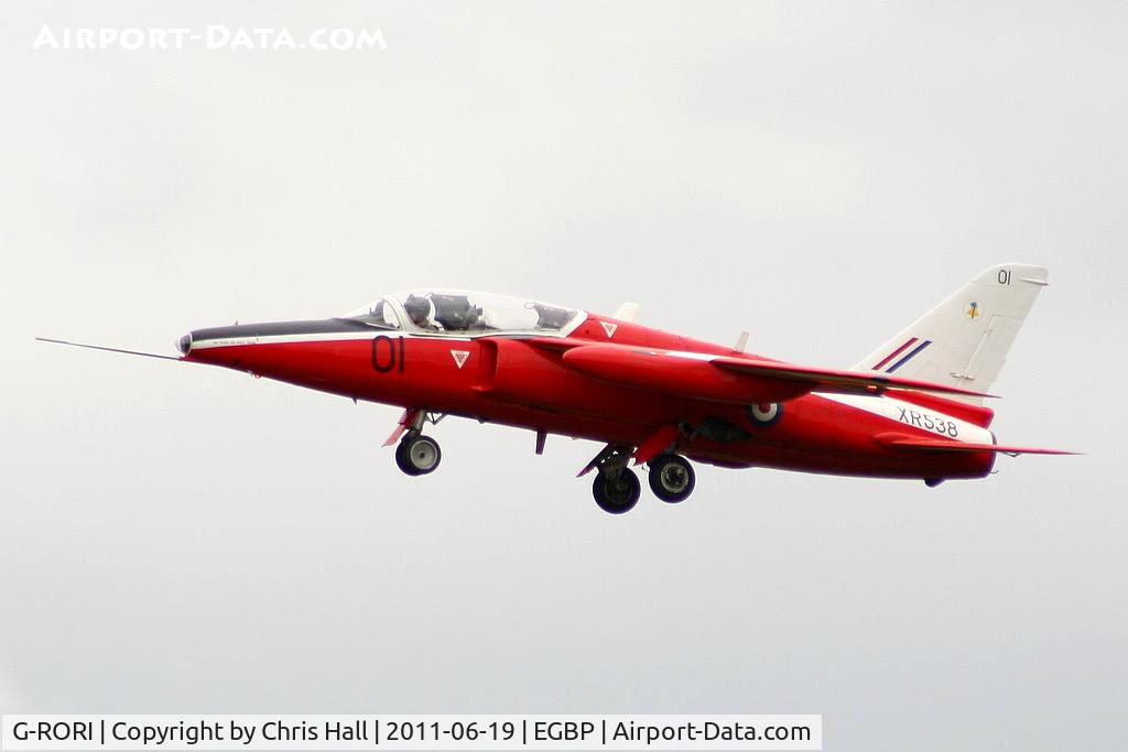 G-RORI, 1963 Hawker Siddeley Gnat T.1 C/N FL549, displaying at the Cotswold Airshow 2011