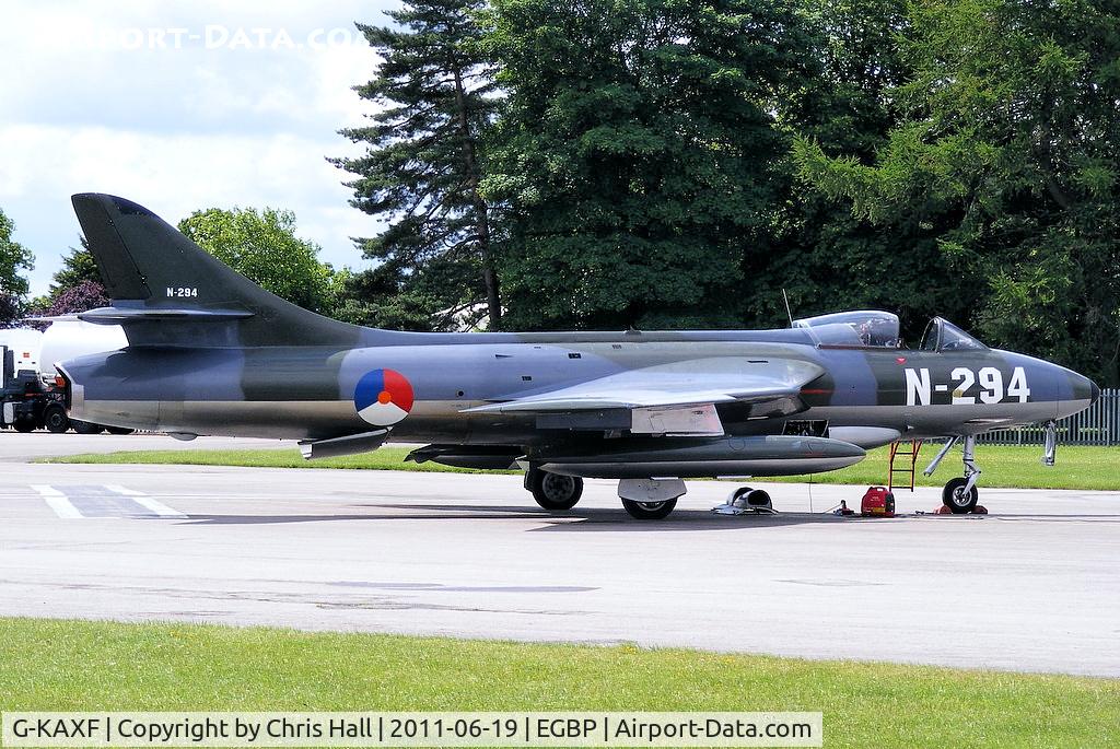 G-KAXF, 1956 Hawker Hunter F.6A C/N S4/U/3361, parked on the flight line prior to its display at the Cotswold Airshow