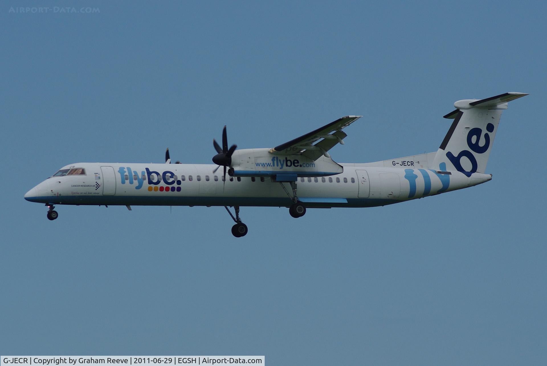 G-JECR, 2006 De Havilland Canada DHC-8-402Q Dash 8 C/N 4139, About to touch down.