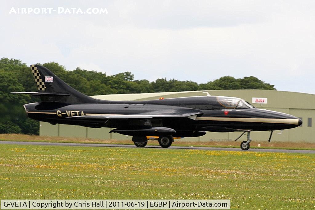 G-VETA, 1958 Hawker Hunter T.7 C/N 41H-693751, taxiing along the runway prior to its display at the Cotswold Airshow