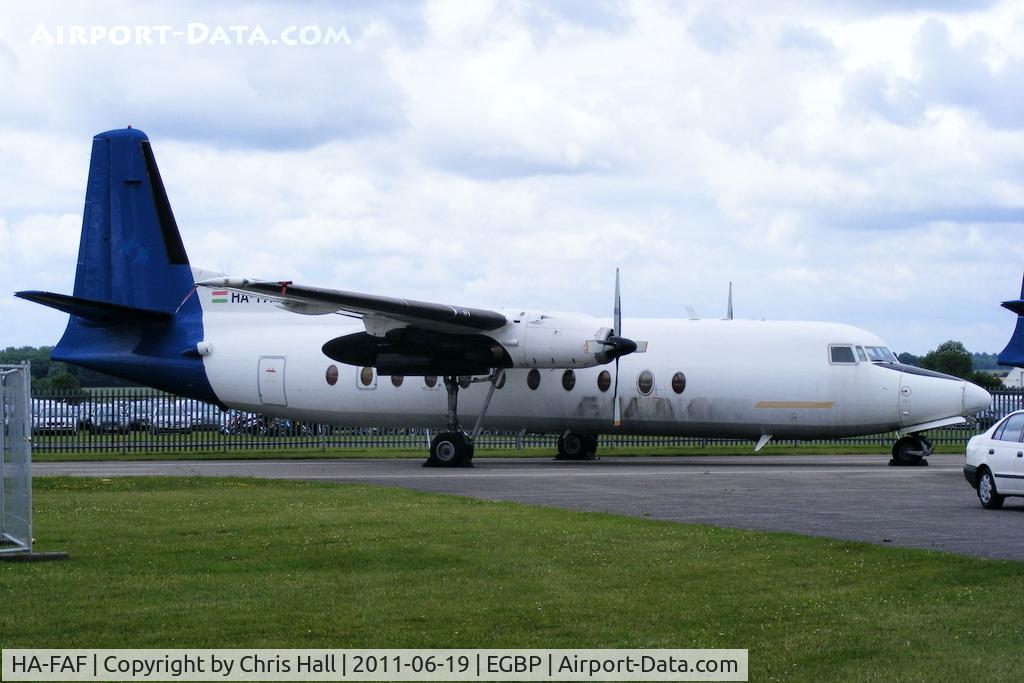 HA-FAF, 1982 Fokker F-27-500 Friendship C/N 10632, ex Farnair Hungary F-27 stored at Kemble