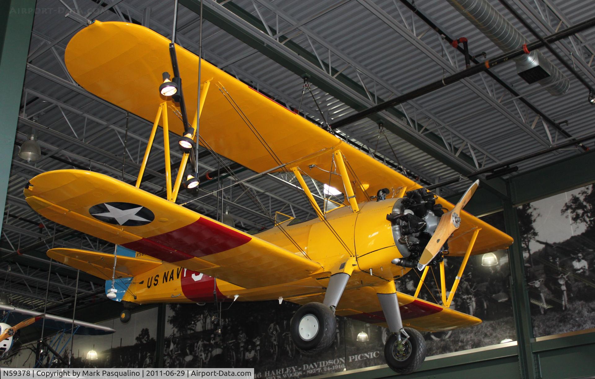 N59378, 1940 Boeing A75N1(PT17) C/N 75-489, Stearman  Located at Chicago Harley Davidson Glenview, IL