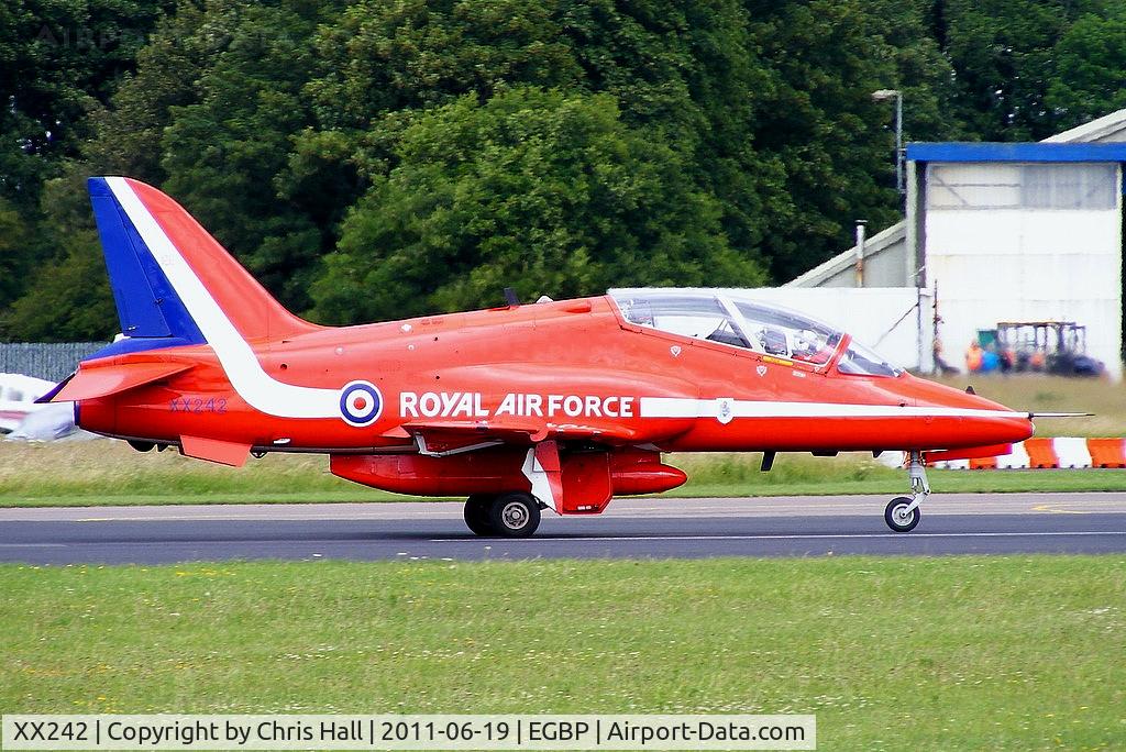 XX242, 1978 Hawker Siddeley Hawk T.1 C/N 078/312078, back tracking up the runway after its display at the Cotswold Airshow