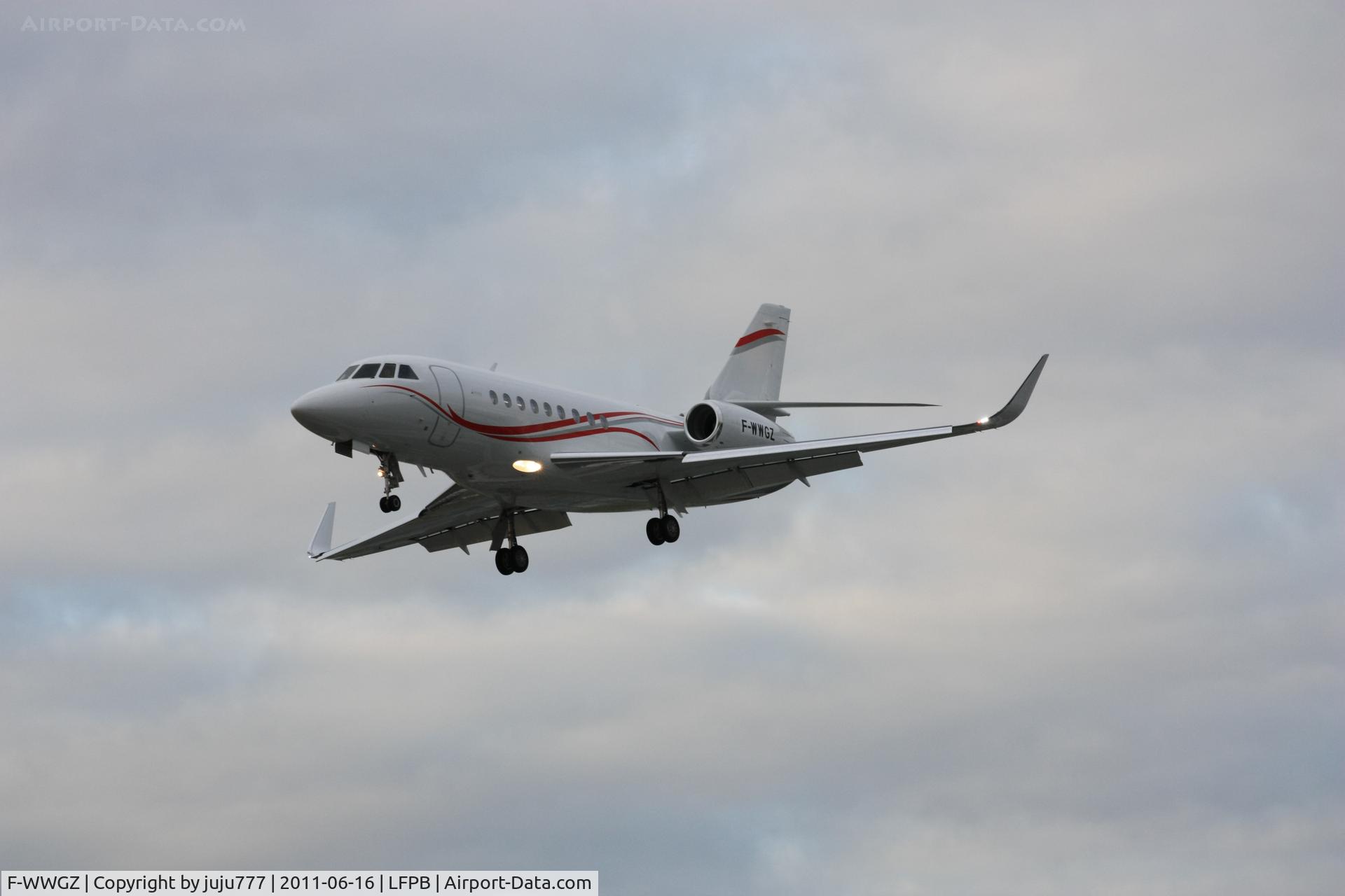 F-WWGZ, 2011 Dassault Falcon 2000LX C/N 228, on transit at Le Bourget for SIAE 2011