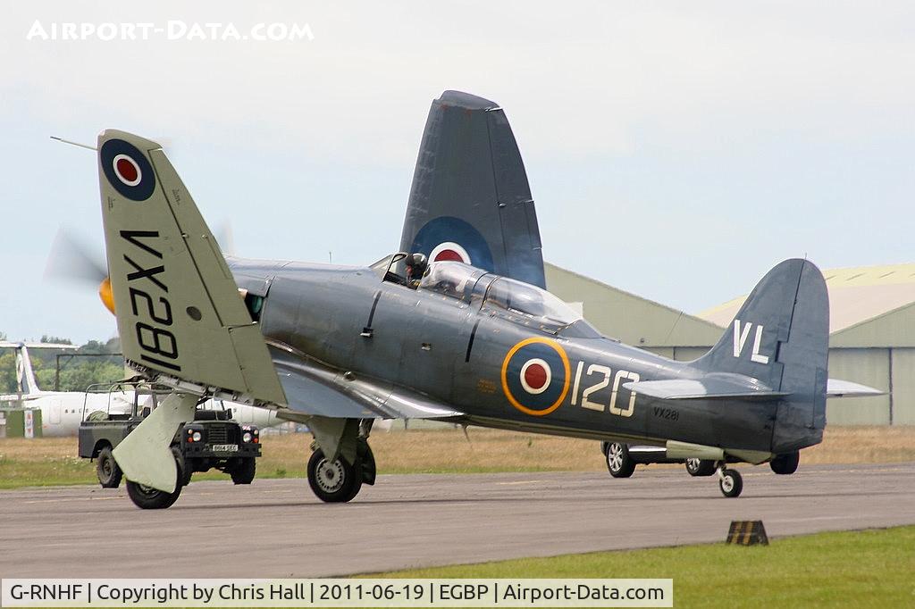 G-RNHF, 1949 Hawker Sea Fury T.20 C/N ES.3615, Royal Navy Historic Flight Sea Fury displaying at the Cotswold Airshow 2011
