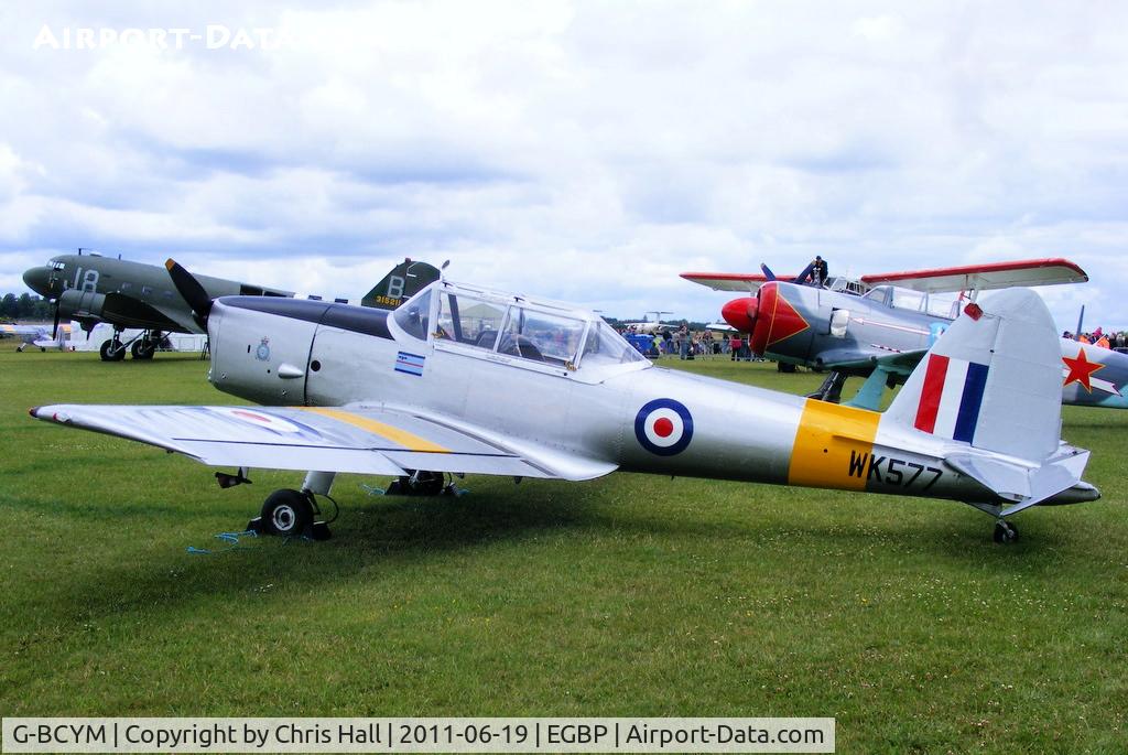 G-BCYM, 1950 De Havilland DHC-1 Chipmunk T.10 C/N C1/0598, on static display at the Cotswold Airshow