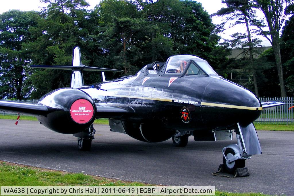WA638, 1949 Gloster Meteor T.7(Mod) C/N G5/356539, Martin Baker Meteor T7 used for testing the JSF ejection seat