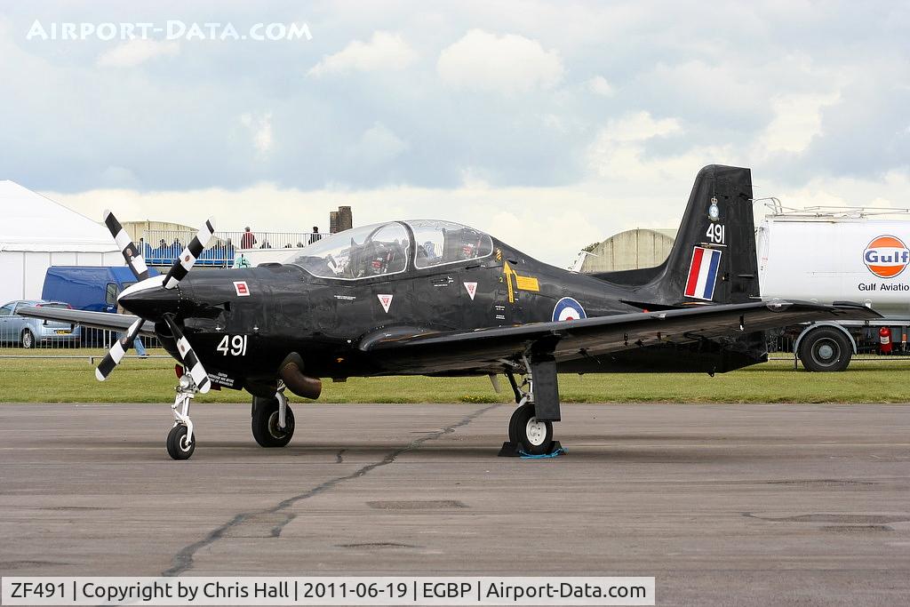 ZF491, 1992 Short S-312 Tucano T1 C/N S152/T123, on static display at the Cotswold Airshow