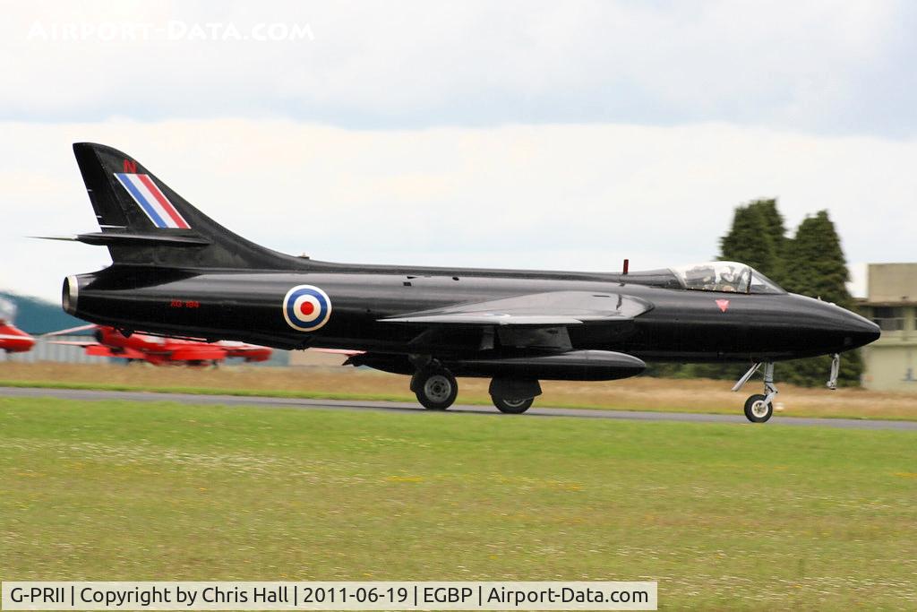 G-PRII, 1955 Hawker Hunter PR.11 C/N 41H-670690, back tracking up the runway after its display at the Cotswold Airshow