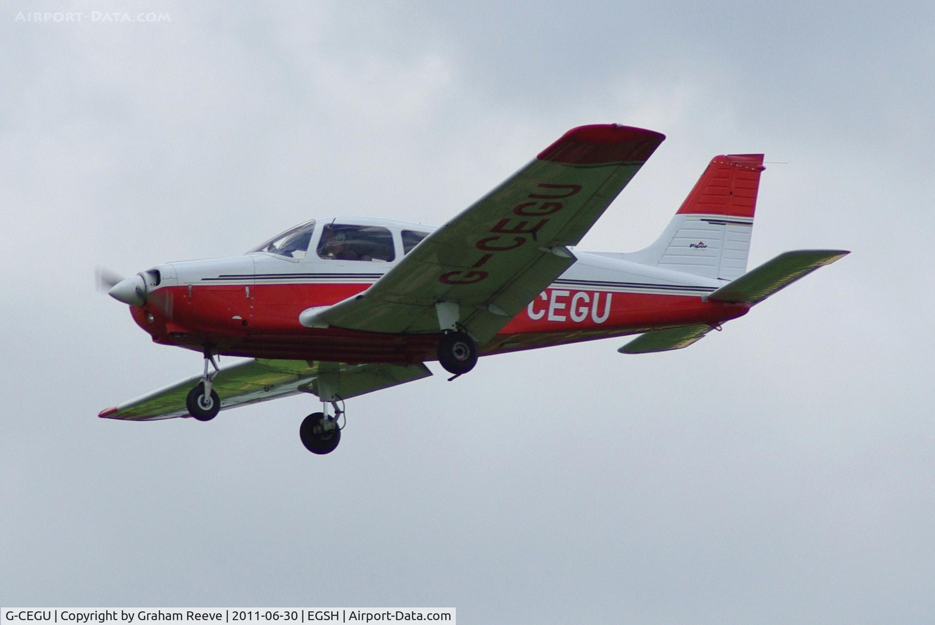 G-CEGU, 1974 Piper PA-28-151 Cherokee Warrior C/N 28-7715165, About to land.