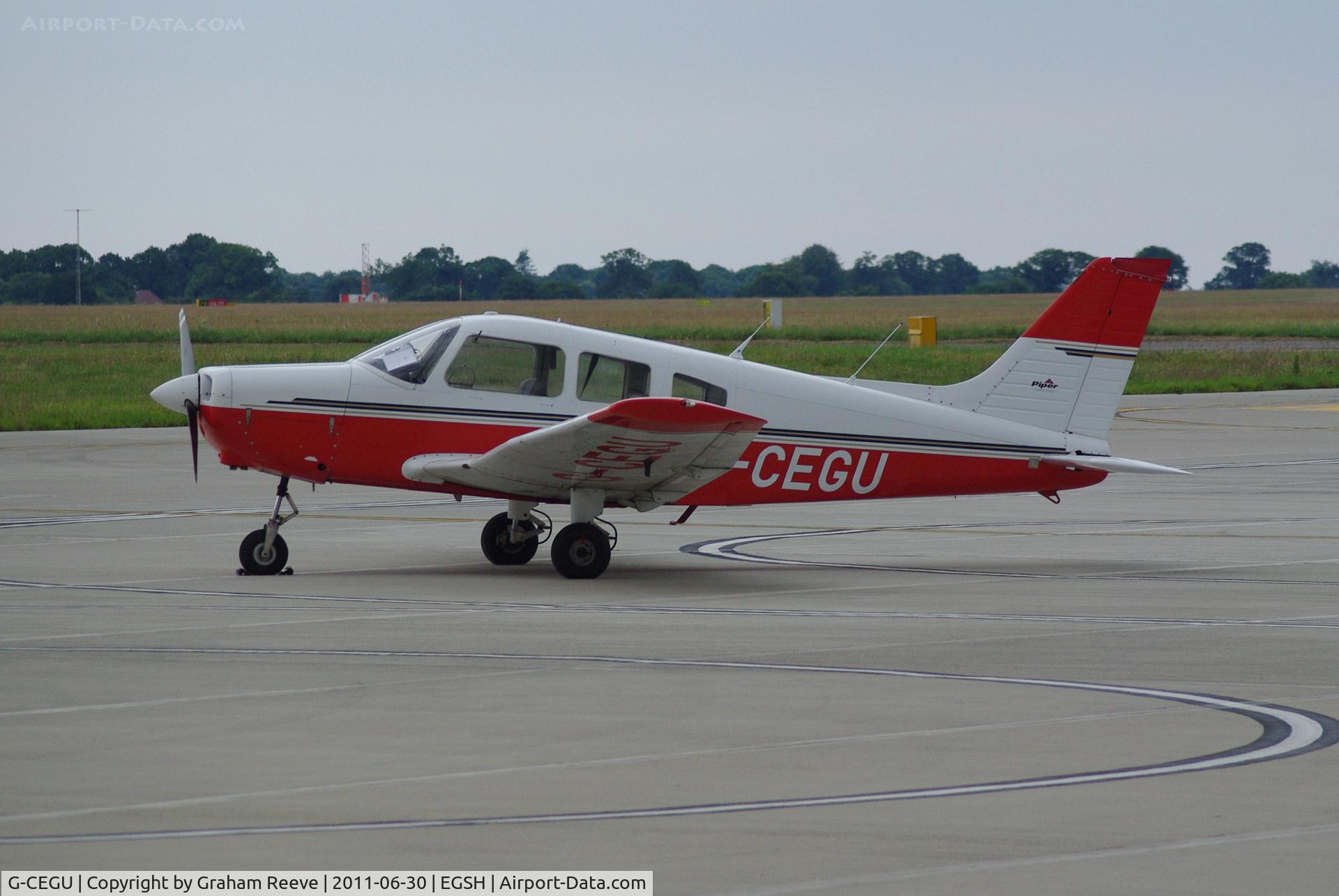 G-CEGU, 1974 Piper PA-28-151 Cherokee Warrior C/N 28-7715165, Parked at Norwich.