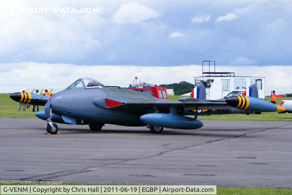 G-VENM, 1955 De Havilland DH-112 Venom FB.50 C/N 824, parked on the flight line prior to its display at the Cotswold Airshow
