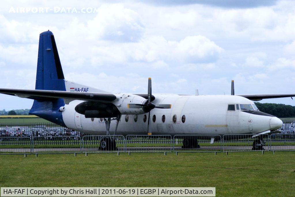 HA-FAF, 1982 Fokker F-27-500 Friendship C/N 10632, ex Farnair Hungary F-27 stored at Kemble