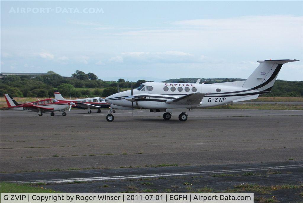 G-ZVIP, 1975 Beech 200 Super King Air C/N BB-108, Capital's Super King Air arriving at Swansea Airport.