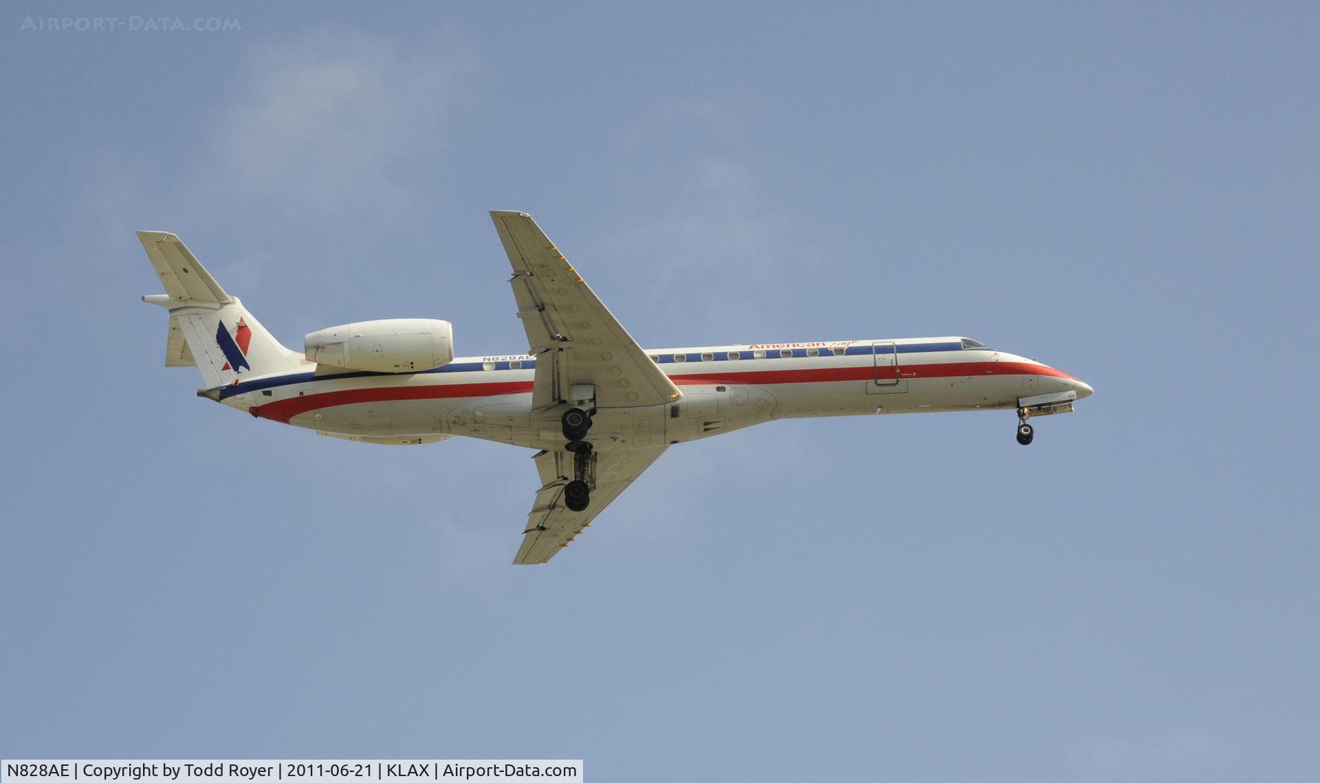 N828AE, 2002 Embraer ERJ-140LR (EMB-135KL) C/N 145604, Landing at LAX