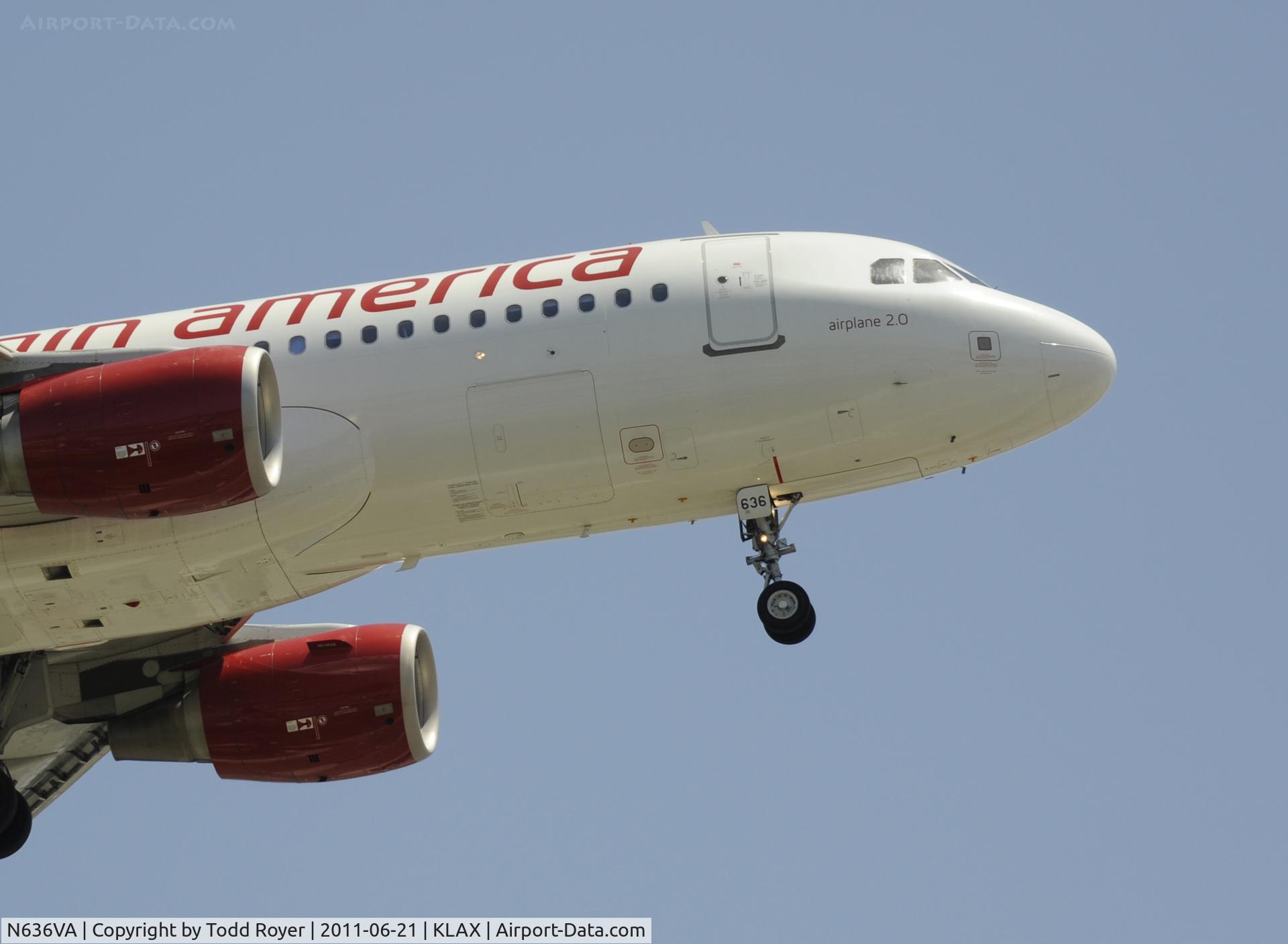 N636VA, 2008 Airbus A320-214 C/N 3460, Landing at LAX