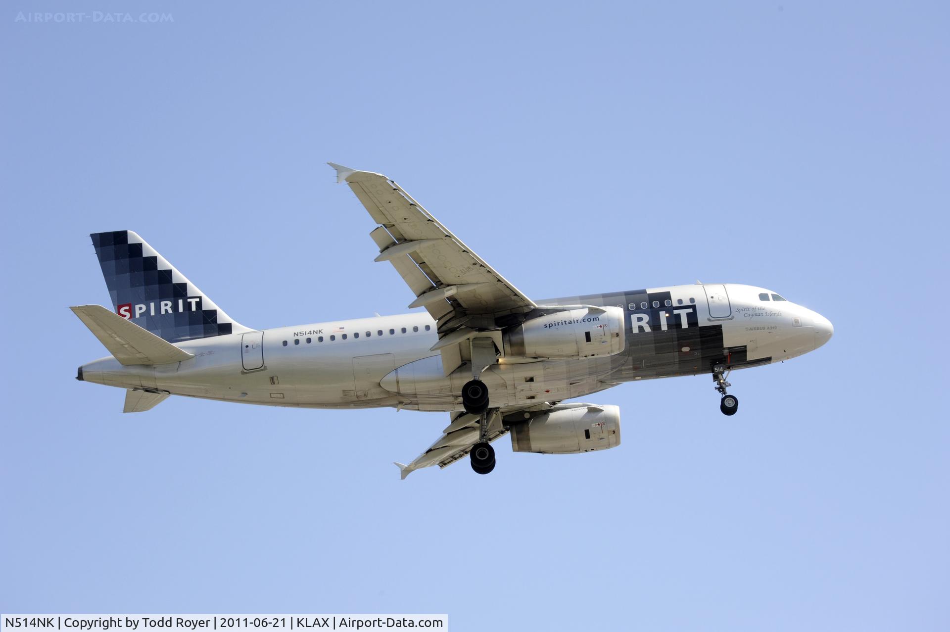 N514NK, 2006 Airbus A319-132 C/N 2679, Landing at LAX