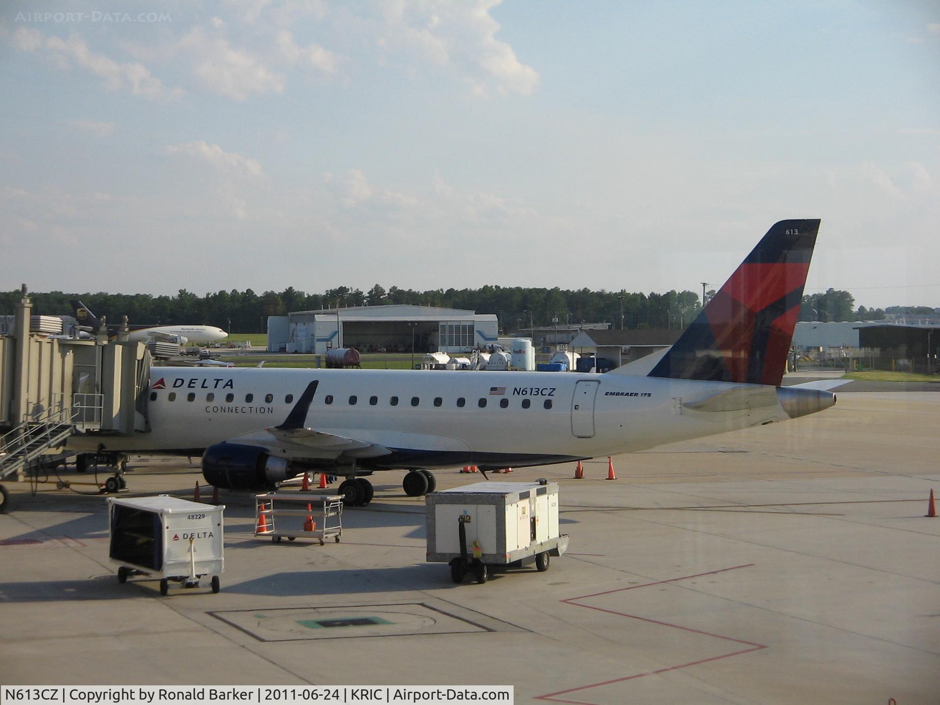 N613CZ, 2008 Embraer 175LR (ERJ-170-200LR) C/N 17000203, Arrival RIC from MSP