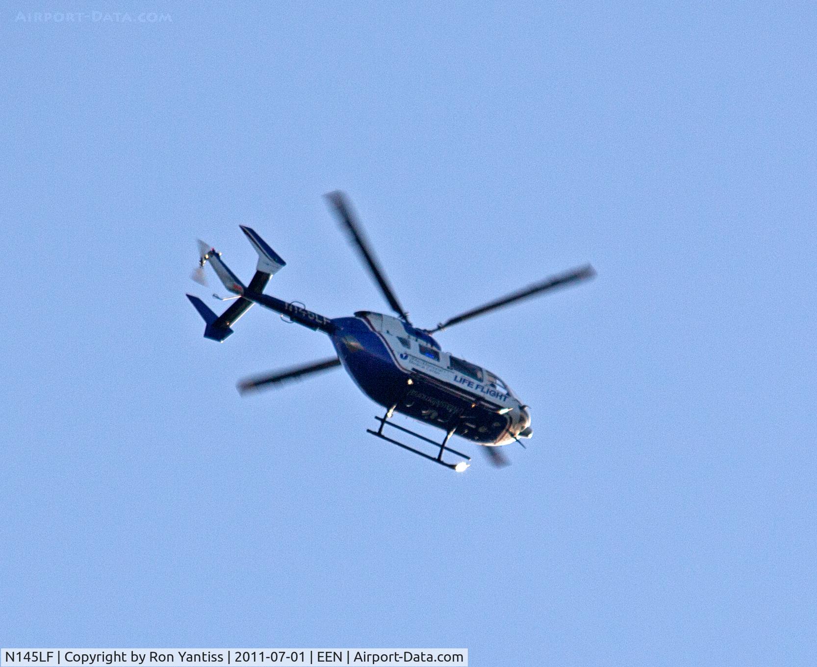 N145LF, 2005 Eurocopter-Kawasaki EC-145 (BK-117C-2) C/N 9072, Life Flight flying west, south of Keene, NH at 7:20pm 7/1/2011