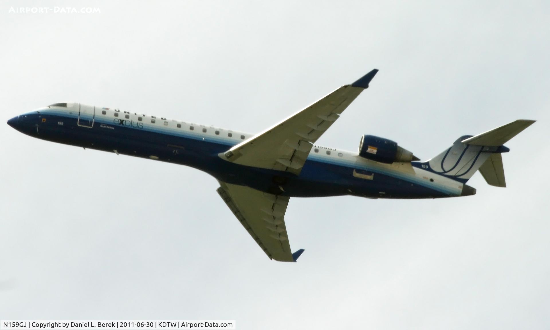 N159GJ, 2005 Bombardier CRJ-702 (CL-600-2C10) Regional Jet C/N 10238, A United Express CRJ climbs out at DTW.