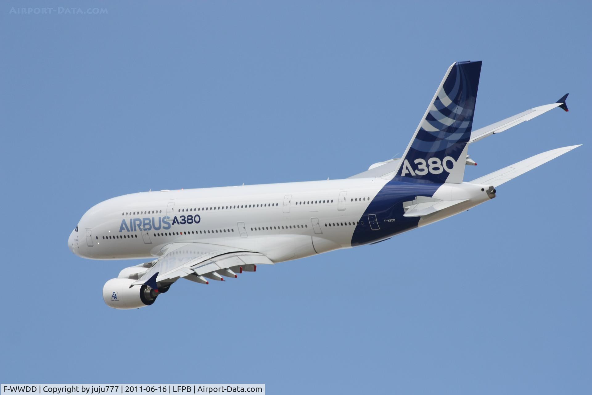 F-WWDD, 2005 Airbus A380-861 C/N 004, on training for SIAE 2011