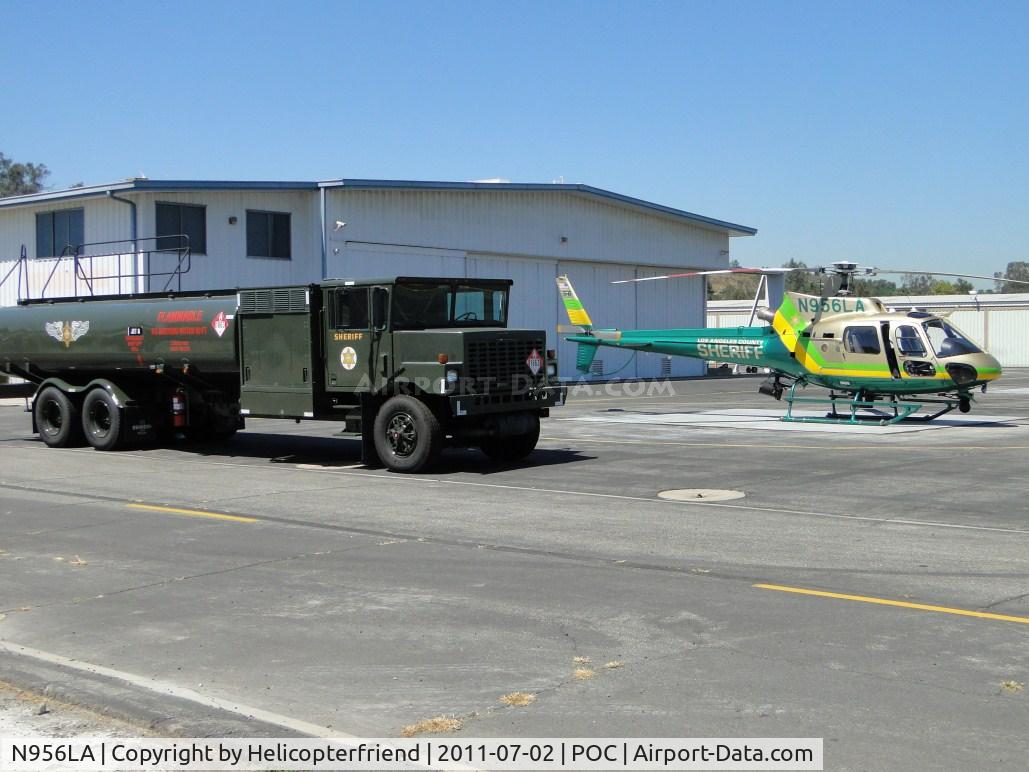 N956LA, 2010 Eurocopter AS-350B-2 Ecureuil Ecureuil C/N 7047, Parked setting next to the ships fuel truck