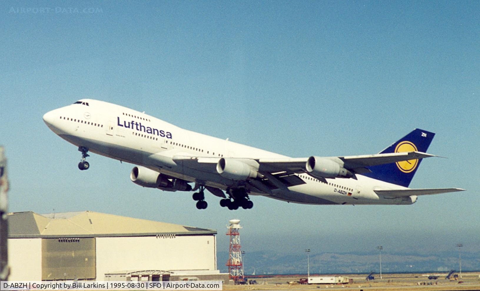 D-ABZH, 1986 Boeing 747-230B C/N 23622/665, Taking off in August 1995.