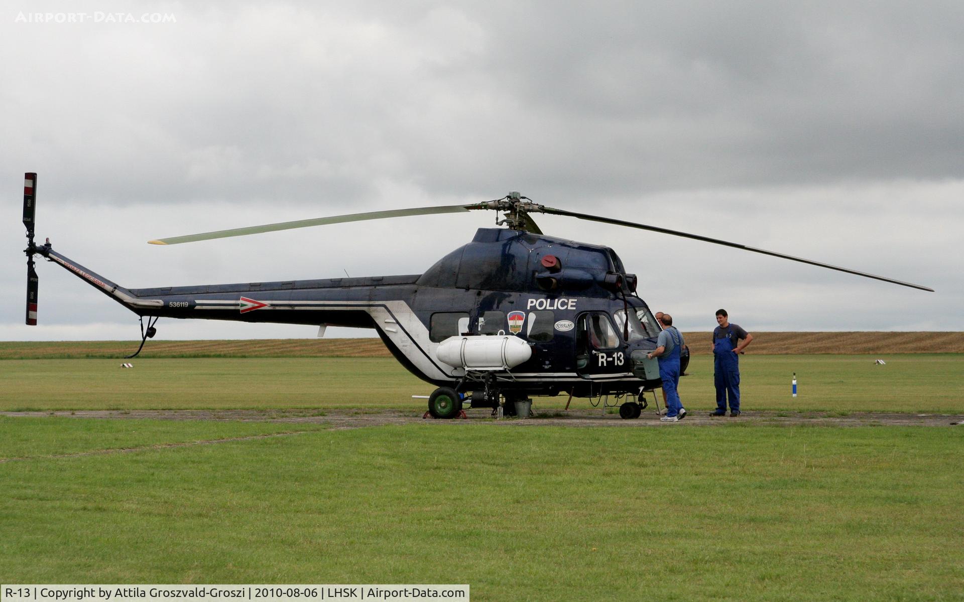 R-13, 1979 Mil (PZL-Swidnik) Mi-2 C/N 536119059, Siofok-Kiliti Airport - ORFK Hungarian Fly Police base