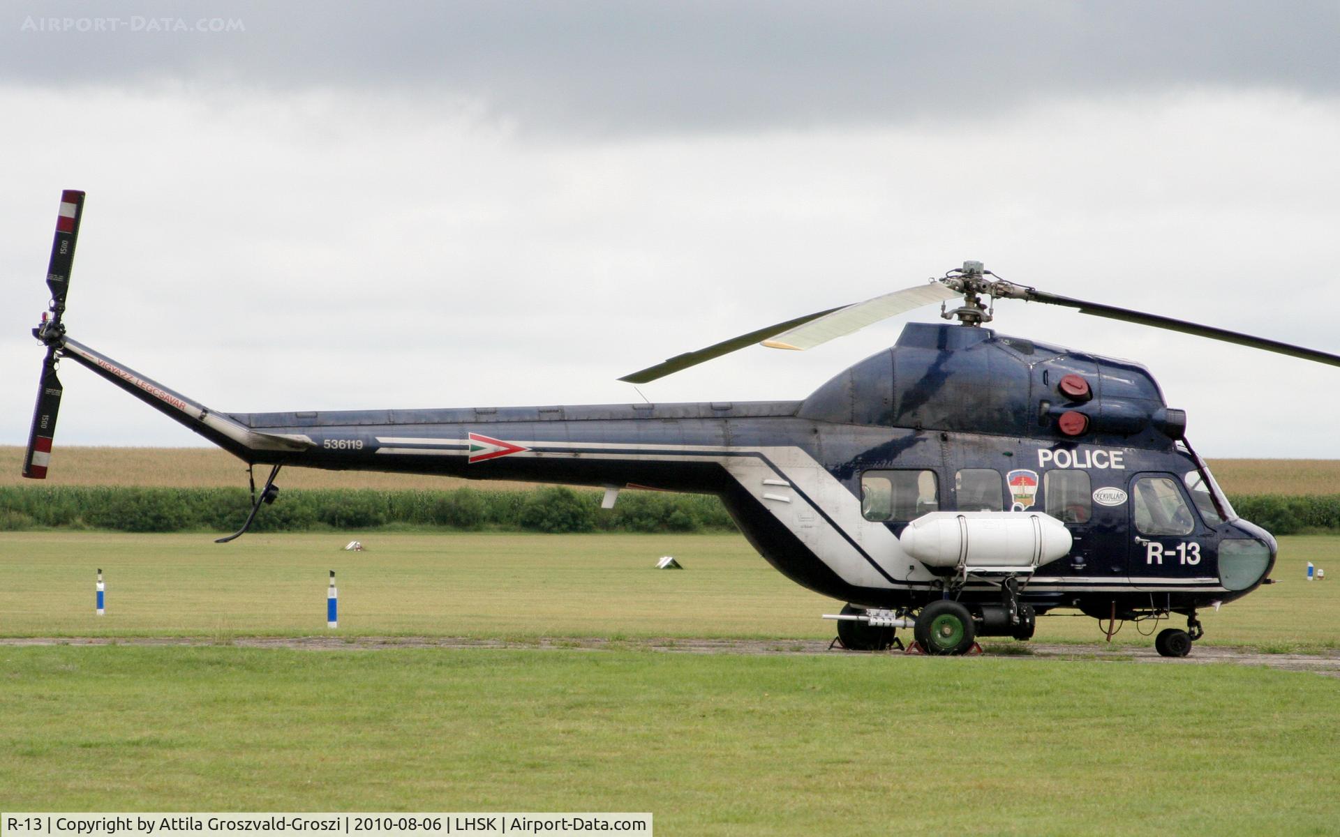R-13, 1979 Mil (PZL-Swidnik) Mi-2 C/N 536119059, Siofok-Kiliti Airport - ORFK Hungarian Fly Police base