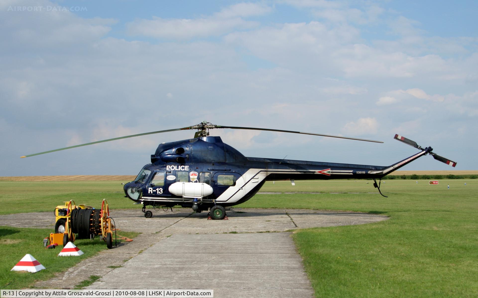 R-13, 1979 Mil (PZL-Swidnik) Mi-2 C/N 536119059, Siofok-Kiliti Airport - ORFK Hungarian Fly Police base